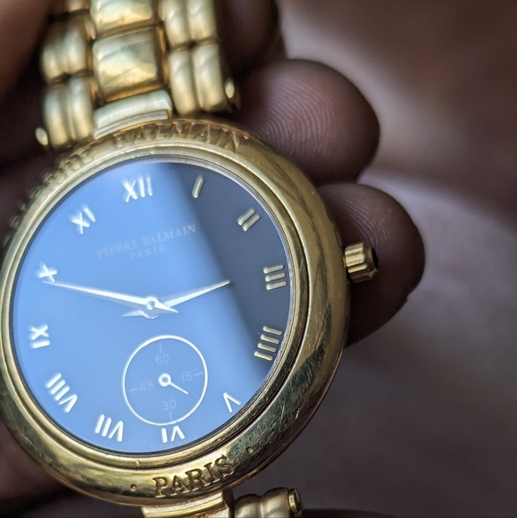 2PCS‼️💥SAPPHIRE💎💯PIERRE BALMAIN SAPPHIRE CRYSTAL SS/WR WATCH WITH CUFF LINKS - Picture 4 of 12